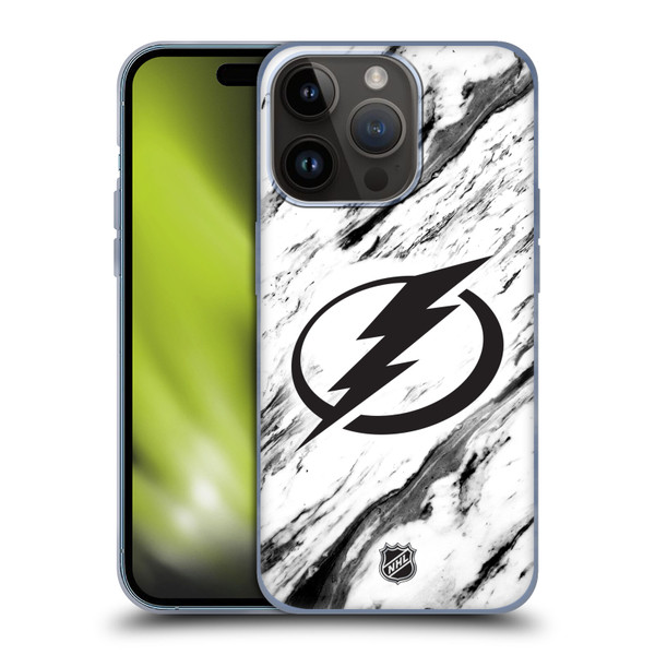NHL Tampa Bay Lightning Marble Soft Gel Case for Apple iPhone 15 Pro