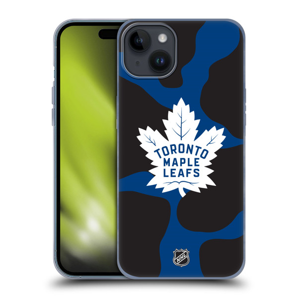 NHL Toronto Maple Leafs Cow Pattern Soft Gel Case for Apple iPhone 15 Plus