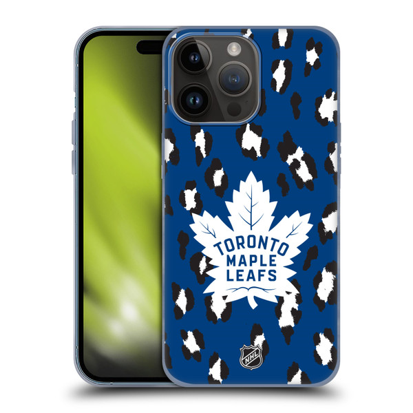 NHL Toronto Maple Leafs Leopard Patten Soft Gel Case for Apple iPhone 15 Pro Max