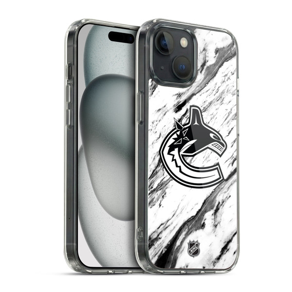 NHL Vancouver Canucks Marble Soft Gel Case for Apple iPhone 15 & MagSafe