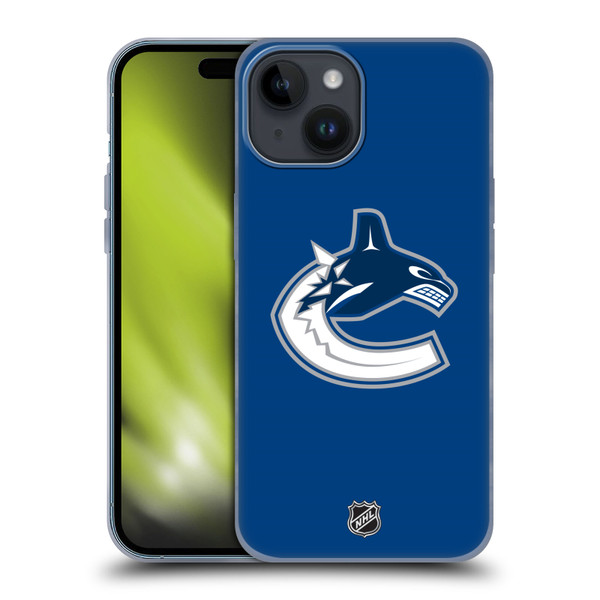 NHL Vancouver Canucks Plain Soft Gel Case for Apple iPhone 15