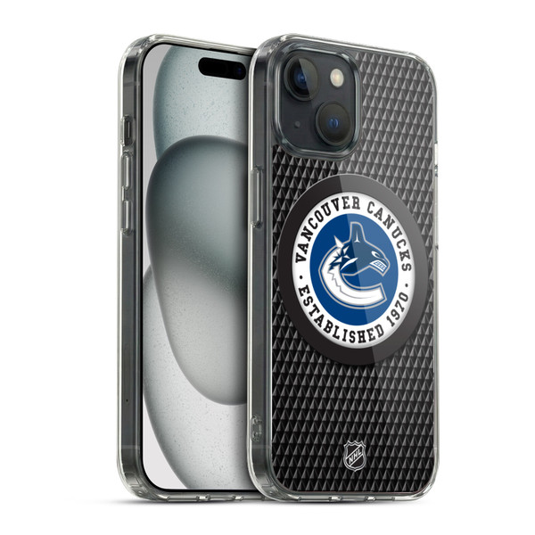 NHL Vancouver Canucks Puck Texture Soft Gel Case for Apple iPhone 15 & MagSafe