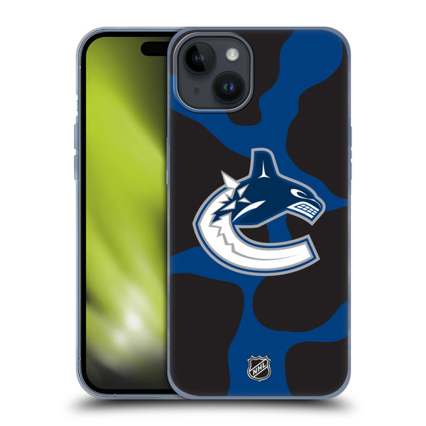NHL Vancouver Canucks Cow Pattern Soft Gel Case for Apple iPhone 15 Plus