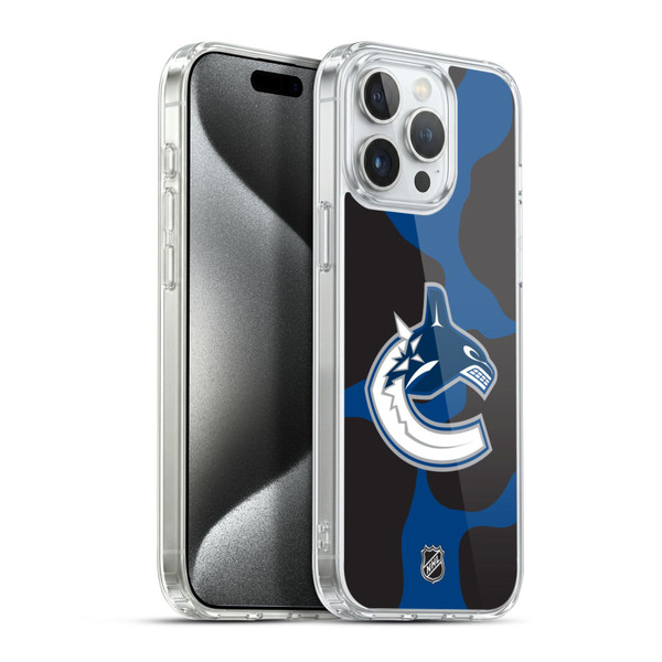NHL Vancouver Canucks Cow Pattern Soft Gel Case for Apple iPhone 15 Pro Max & MagSafe