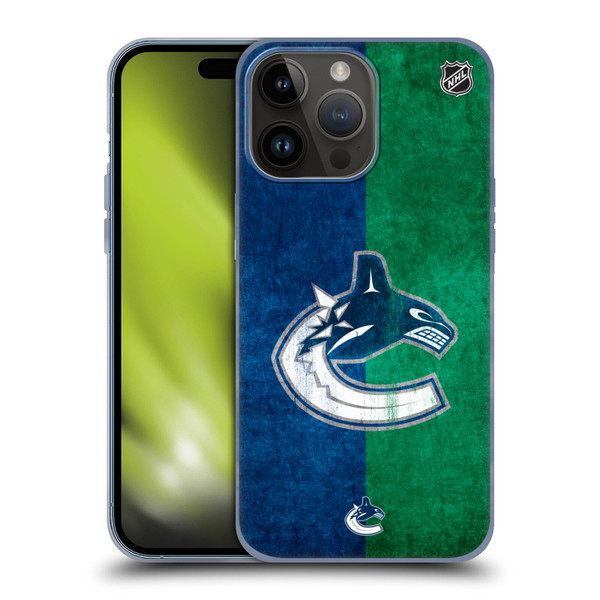 NHL Vancouver Canucks Half Distressed Soft Gel Case for Apple iPhone 15 Pro Max