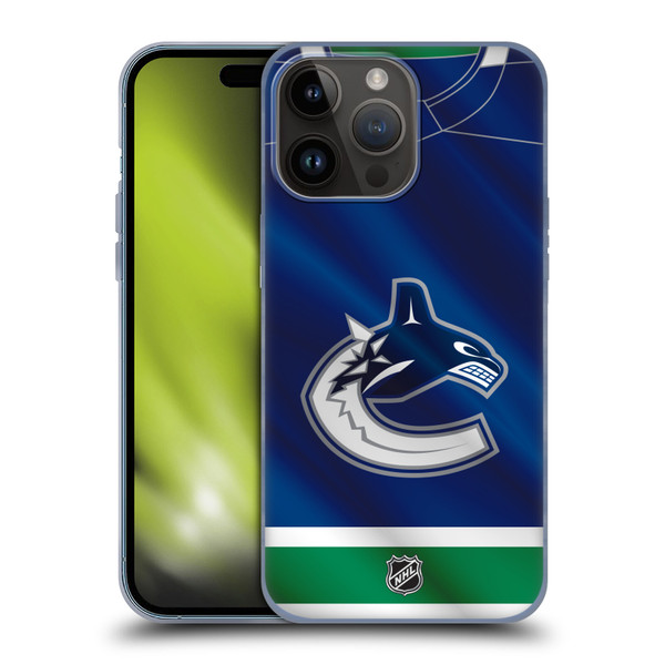 NHL Vancouver Canucks Jersey Soft Gel Case for Apple iPhone 15 Pro Max