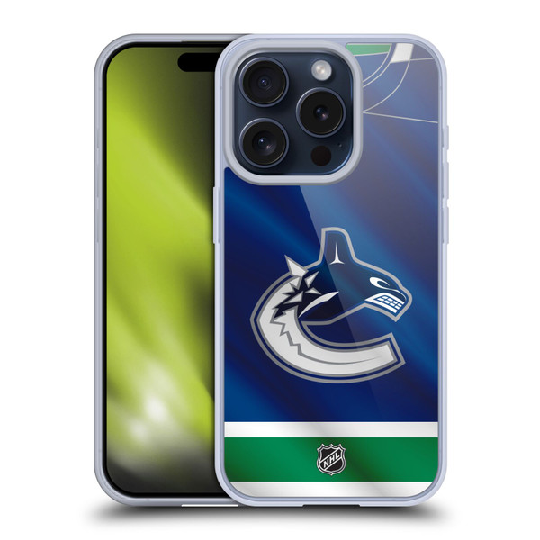NHL Vancouver Canucks Jersey Soft Gel Case for Apple iPhone 15 Pro
