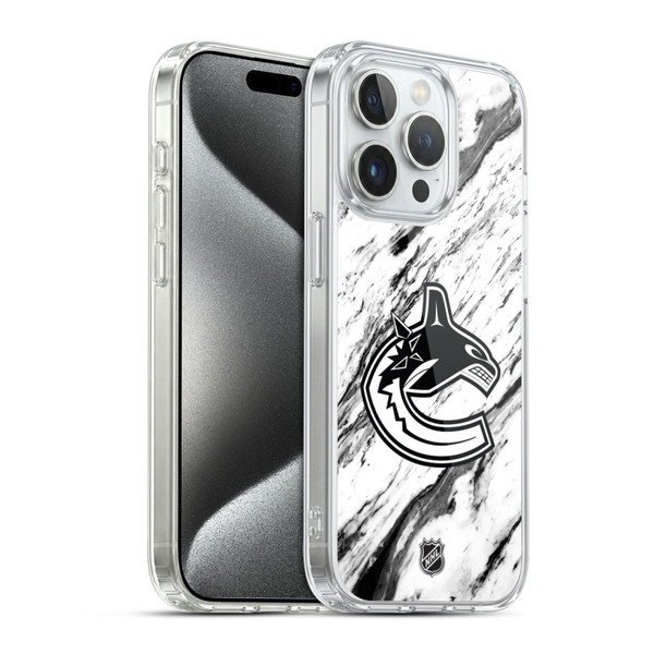 NHL Vancouver Canucks Marble Soft Gel Case for Apple iPhone 15 Pro & MagSafe