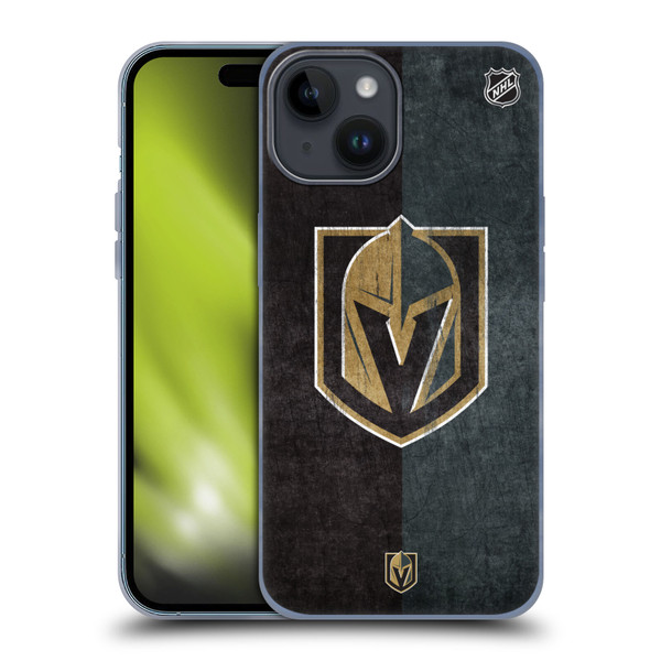 NHL Vegas Golden Knights Half Distressed Soft Gel Case for Apple iPhone 15