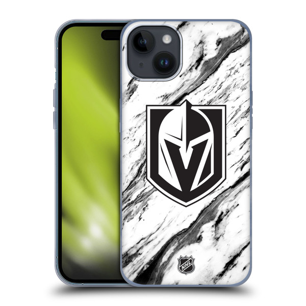 NHL Vegas Golden Knights Marble Soft Gel Case for Apple iPhone 15 Plus