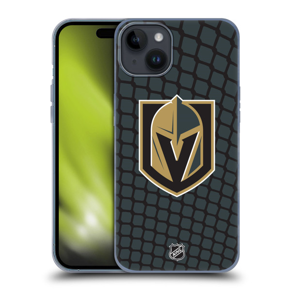 NHL Vegas Golden Knights Net Pattern Soft Gel Case for Apple iPhone 15 Plus