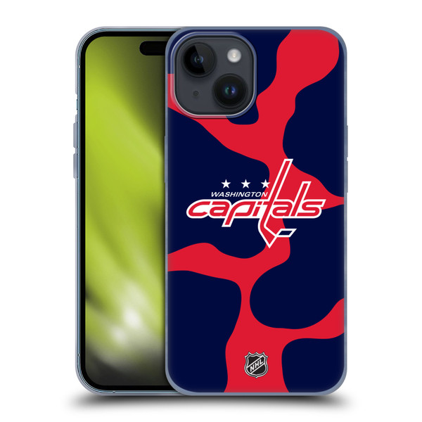 NHL Washington Capitals Cow Pattern Soft Gel Case for Apple iPhone 15