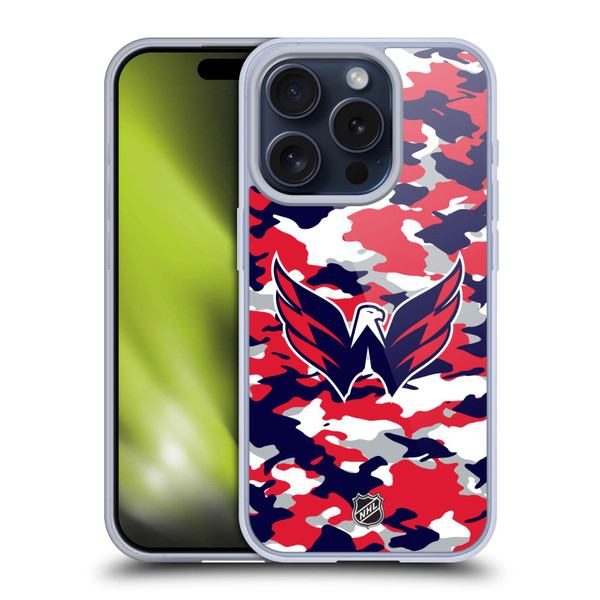 NHL Washington Capitals Camouflage Soft Gel Case for Apple iPhone 15 Pro