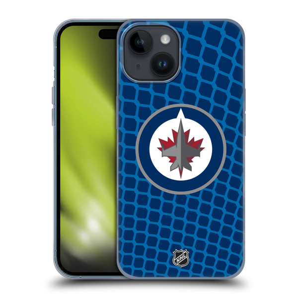 NHL Winnipeg Jets Net Pattern Soft Gel Case for Apple iPhone 15