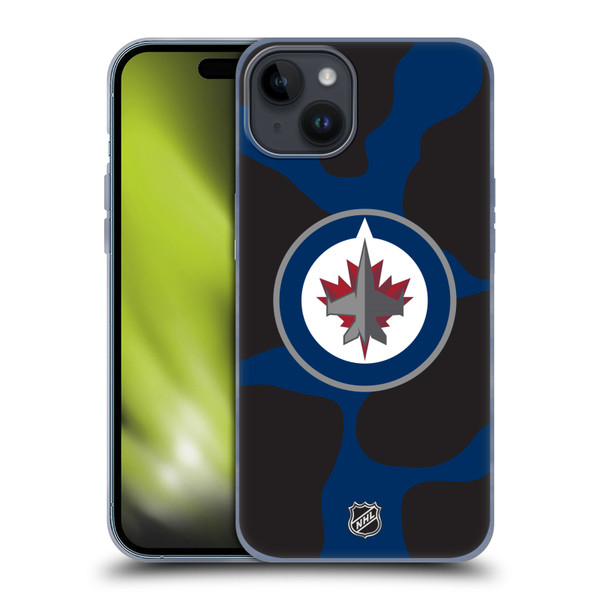 NHL Winnipeg Jets Cow Pattern Soft Gel Case for Apple iPhone 15 Plus