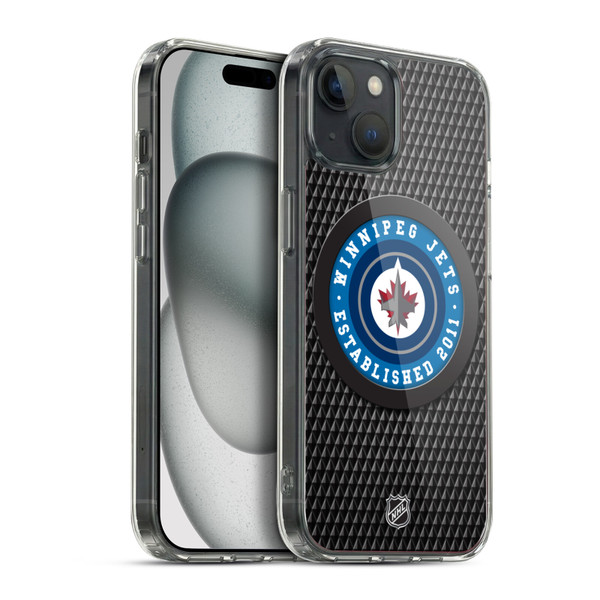 NHL Winnipeg Jets Puck Texture Soft Gel Case for Apple iPhone 15 Plus & MagSafe