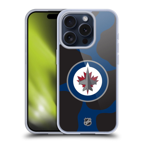 NHL Winnipeg Jets Cow Pattern Soft Gel Case for Apple iPhone 15 Pro