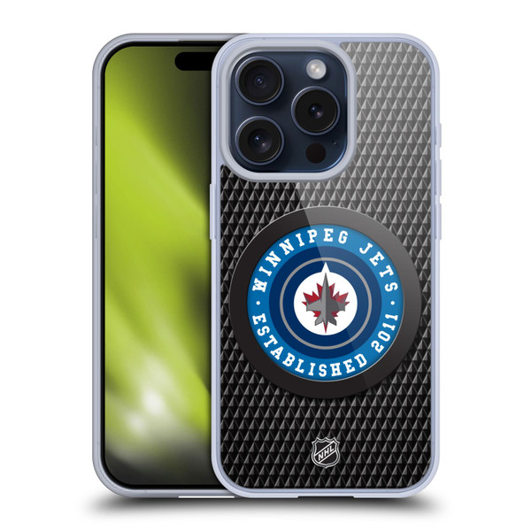 NHL Winnipeg Jets Puck Texture Soft Gel Case for Apple iPhone 15 Pro