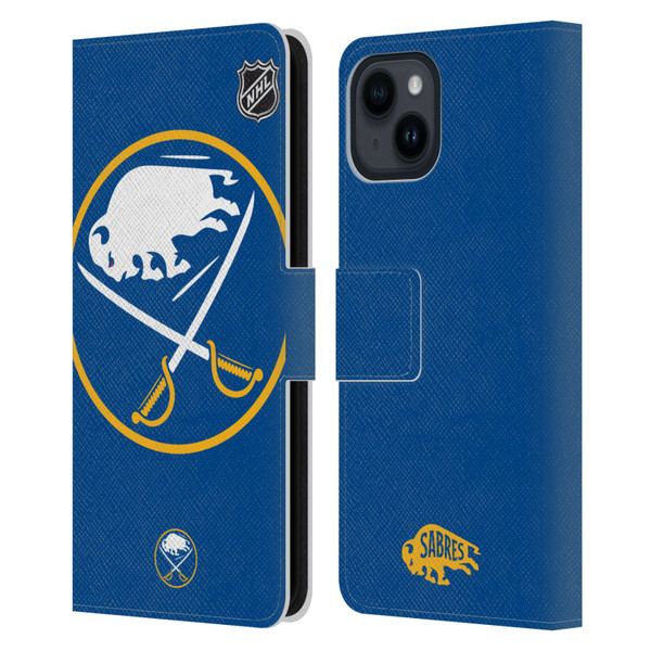 NHL Buffalo Sabres Oversized Leather Book Wallet Case Cover For Apple iPhone 15