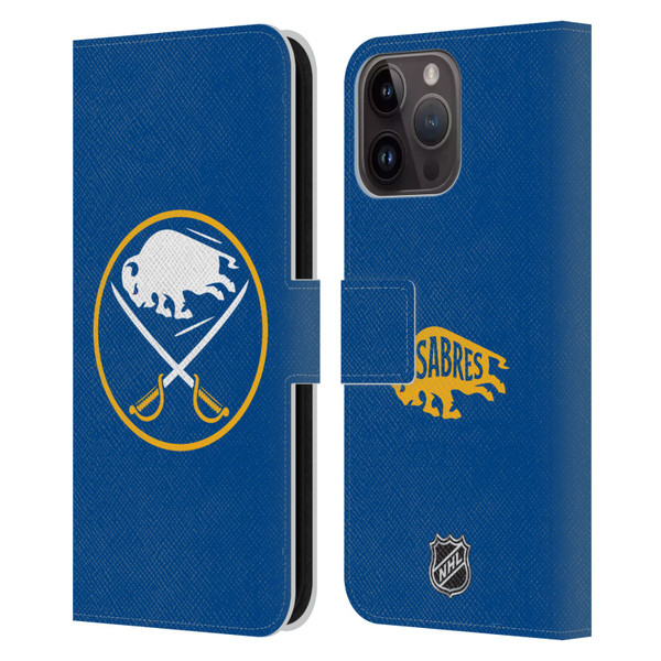 NHL Buffalo Sabres Plain Leather Book Wallet Case Cover For Apple iPhone 15 Pro Max