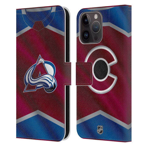 NHL Colorado Avalanche Jersey Leather Book Wallet Case Cover For Apple iPhone 15 Pro Max