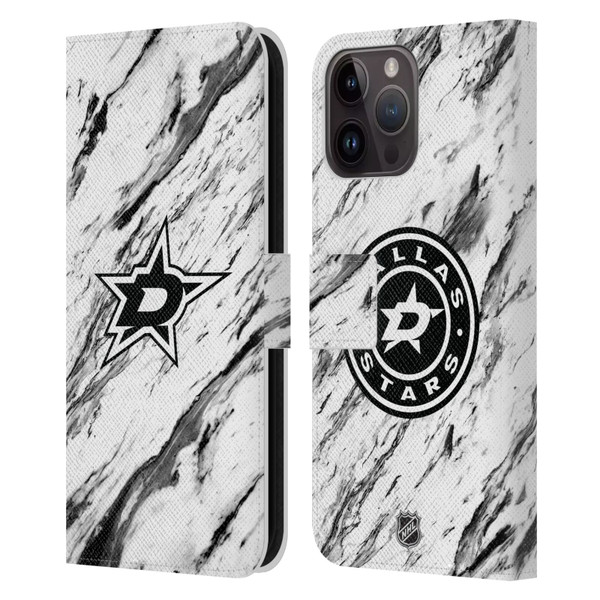 NHL Dallas Stars Marble Leather Book Wallet Case Cover For Apple iPhone 15 Pro Max