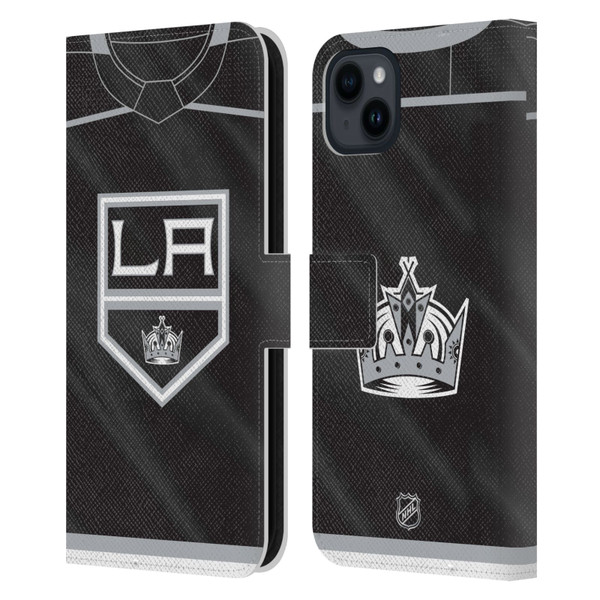 NHL Los Angeles Kings Jersey Leather Book Wallet Case Cover For Apple iPhone 15 Plus