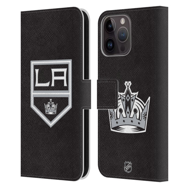 NHL Los Angeles Kings Plain Leather Book Wallet Case Cover For Apple iPhone 15 Pro Max