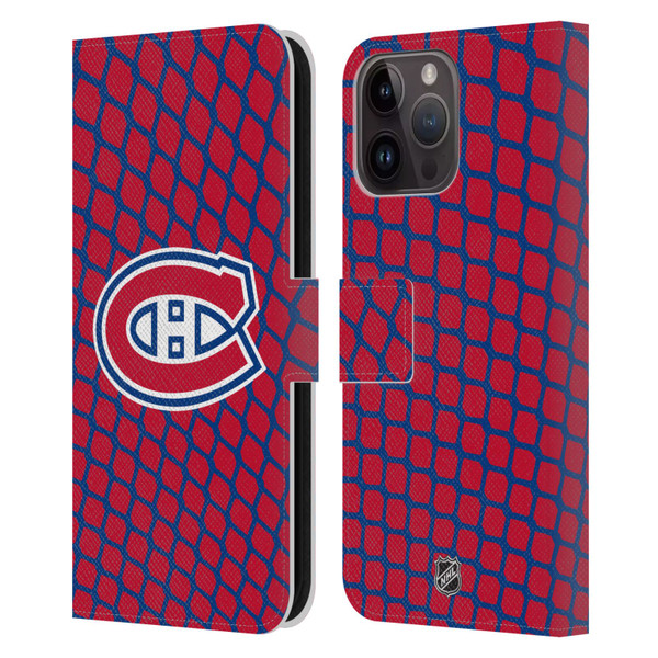 NHL Montreal Canadiens Net Pattern Leather Book Wallet Case Cover For Apple iPhone 15 Pro Max