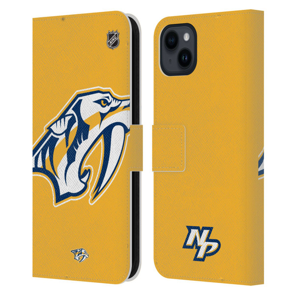 NHL Nashville Predators Oversized Leather Book Wallet Case Cover For Apple iPhone 15 Plus