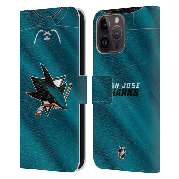 NHL San Jose Sharks Jersey Leather Book Wallet Case Cover For Apple iPhone 15 Pro Max