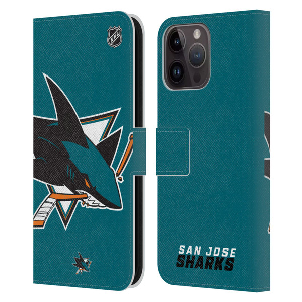 NHL San Jose Sharks Oversized Leather Book Wallet Case Cover For Apple iPhone 15 Pro Max