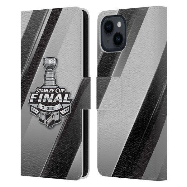 NHL 2021 Stanley Cup Final Stripes 2 Leather Book Wallet Case Cover For Apple iPhone 15