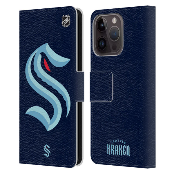 NHL Seattle Kraken Oversized Leather Book Wallet Case Cover For Apple iPhone 15 Pro