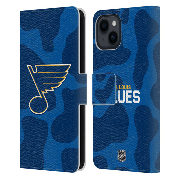 NHL St Louis Blues Cow Pattern Leather Book Wallet Case Cover For Apple iPhone 15