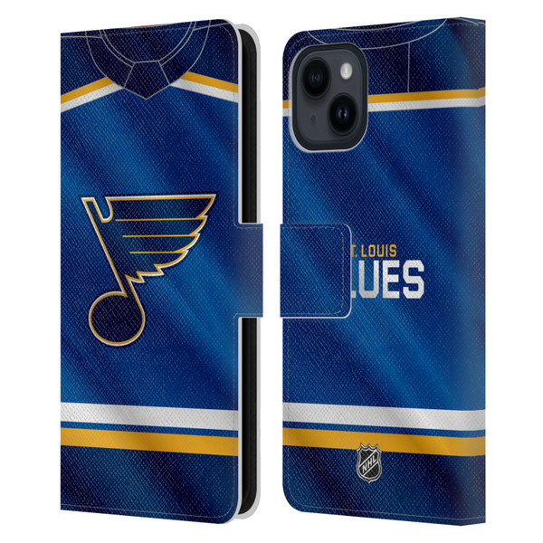 NHL St Louis Blues Jersey Leather Book Wallet Case Cover For Apple iPhone 15