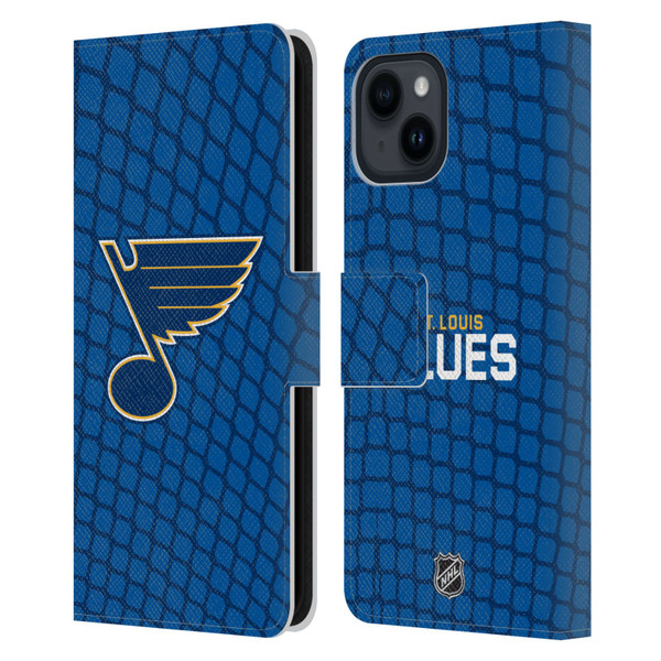 NHL St Louis Blues Net Pattern Leather Book Wallet Case Cover For Apple iPhone 15