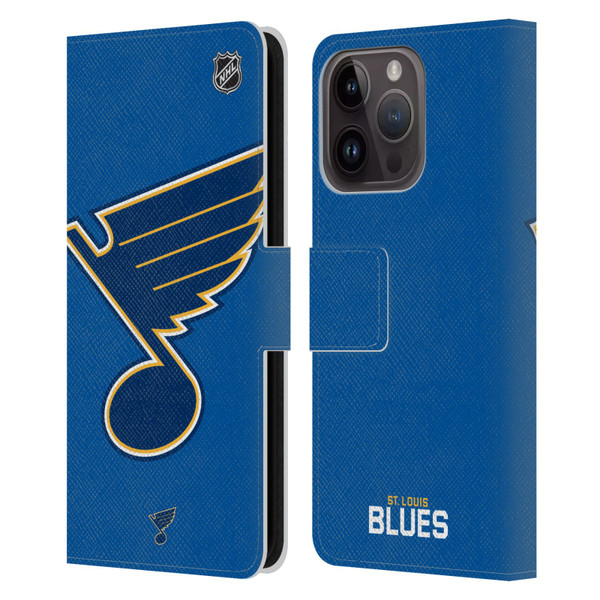 NHL St Louis Blues Oversized Leather Book Wallet Case Cover For Apple iPhone 15 Pro
