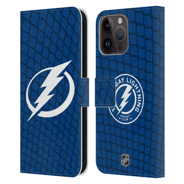 NHL Tampa Bay Lightning Net Pattern Leather Book Wallet Case Cover For Apple iPhone 15 Pro Max