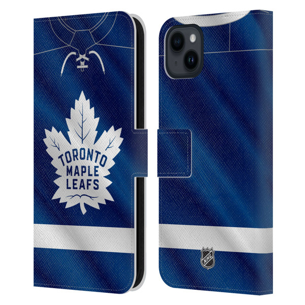 NHL Toronto Maple Leafs Jersey Leather Book Wallet Case Cover For Apple iPhone 15 Plus