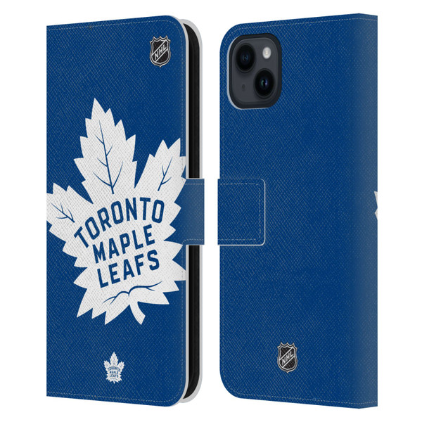 NHL Toronto Maple Leafs Oversized Leather Book Wallet Case Cover For Apple iPhone 15 Plus