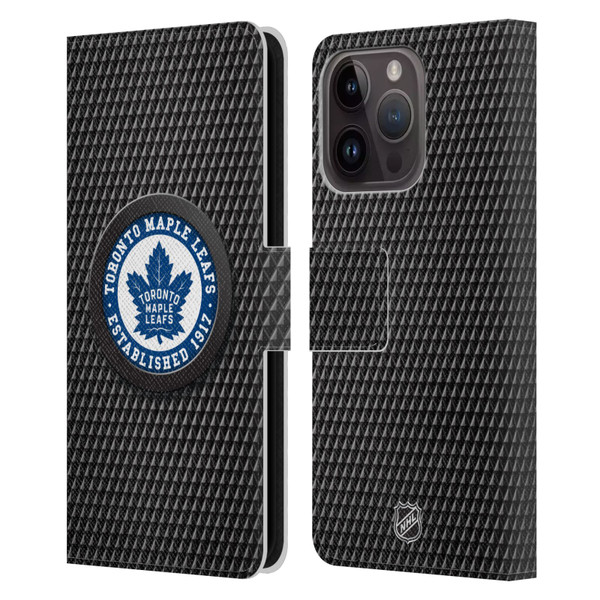 NHL Toronto Maple Leafs Puck Texture Leather Book Wallet Case Cover For Apple iPhone 15 Pro