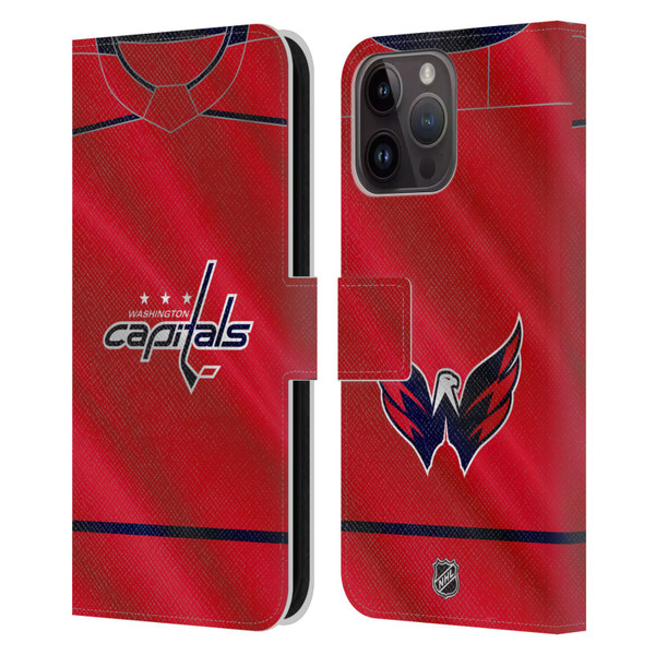 NHL Washington Capitals Jersey Leather Book Wallet Case Cover For Apple iPhone 15 Pro Max