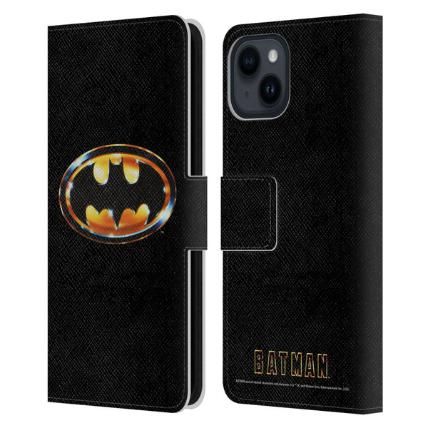 Batman (1989) Key Art Logo Leather Book Wallet Case Cover For Apple iPhone 15