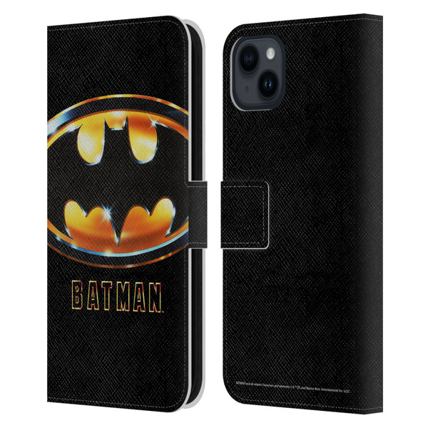Batman (1989) Key Art Poster Leather Book Wallet Case Cover For Apple iPhone 15 Plus