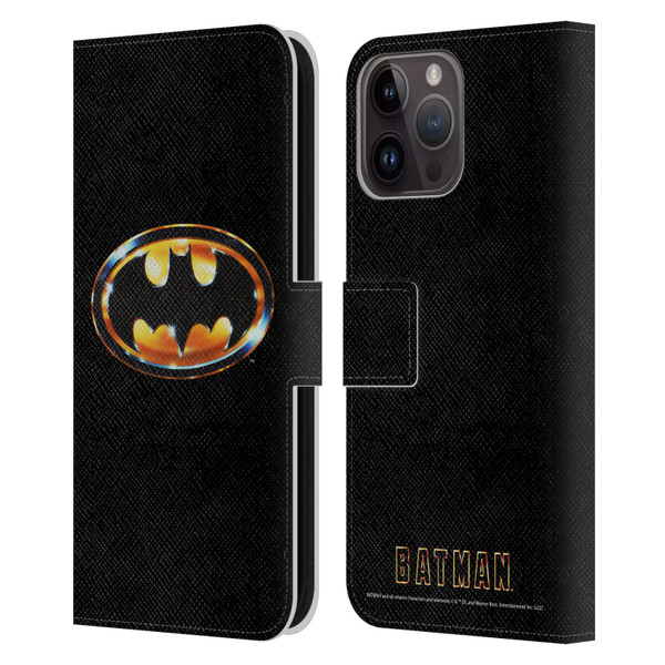 Batman (1989) Key Art Logo Leather Book Wallet Case Cover For Apple iPhone 15 Pro Max