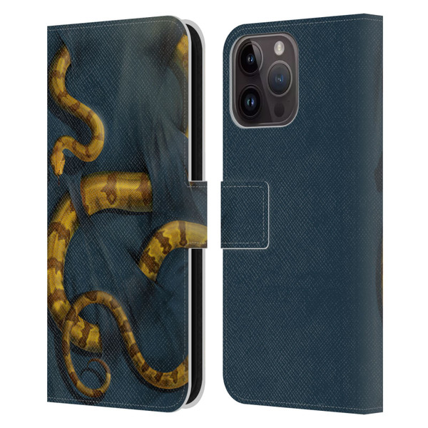 Vincent Hie Animals Snake Leather Book Wallet Case Cover For Apple iPhone 15 Pro Max