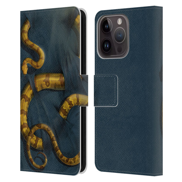 Vincent Hie Animals Snake Leather Book Wallet Case Cover For Apple iPhone 15 Pro