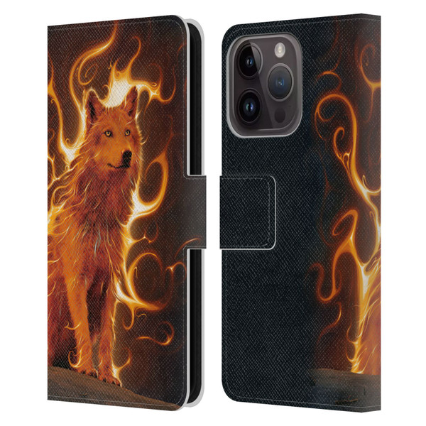 Vincent Hie Canidae Wolf Phoenix Leather Book Wallet Case Cover For Apple iPhone 15 Pro