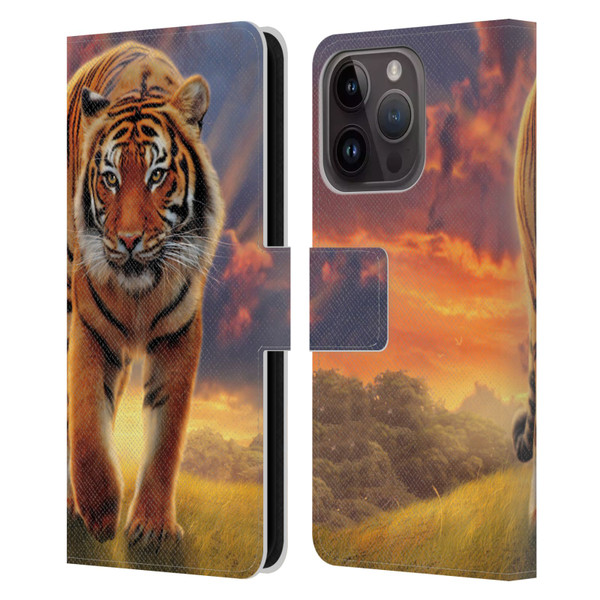 Vincent Hie Felidae Rising Tiger Leather Book Wallet Case Cover For Apple iPhone 15 Pro